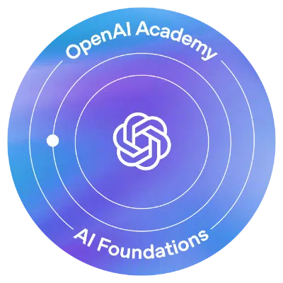 Badge „AI Foundations“ der OpenAI Academy für Patrick Kiss